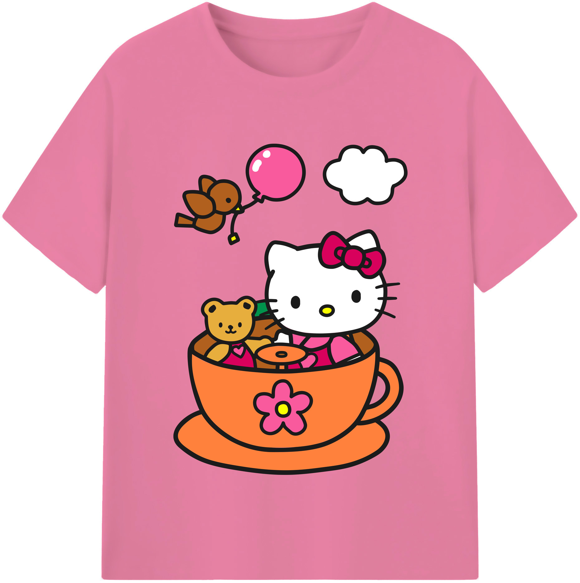 （画像用） Hello Kitty ハローキティ 綿100％半袖Tシャツ（フロントプリント）